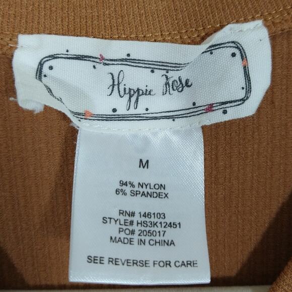 E Hippie Rose Juniors Caramel Brown Crewneck Short Sleeve Seamless T-Shirt Top M - Picture 7 of 7